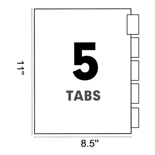 Binder Divider, PANDRI 200 Pack Binder Index Dividers with 5 Tabs and Sticky Notes, Letter Size Paper Binder Divider for School Office Home Business - size: 200pack