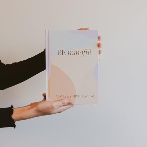 Sweet Water Decor Be Mindful 5 Minute Journal - Daily Gratitude Prompted Journal for Women, 184 Pages Daily Mindfulness Journal - Pastel Journal with Gold Foil Accents and Ribbon Bookmark - style: Be Mindful