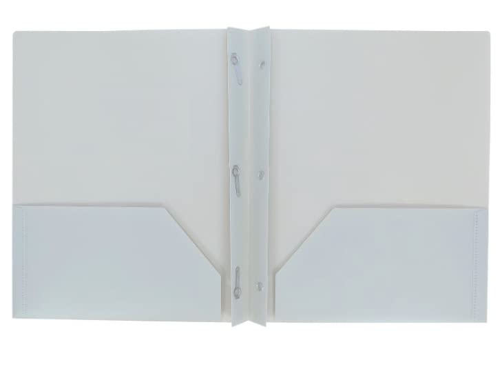 Letter Size Plastic Folder with Pockets and 3 Metel Prongs (Grey) - color: Grey