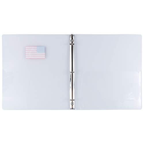 JAM PAPER Plastic 0.75 inch Binder - American Flag Clear 3 Ring Binder - Sold Individually - color: United States Flag, size: 0.75 inch