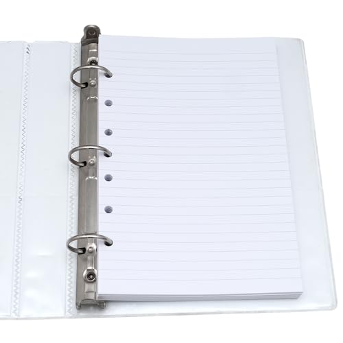 Lined Filler Paper for 3-Ring or 7-Ring Mini Binders 5.5"x8.5", 300 Sheets College Ruled, 7-Hole, White
