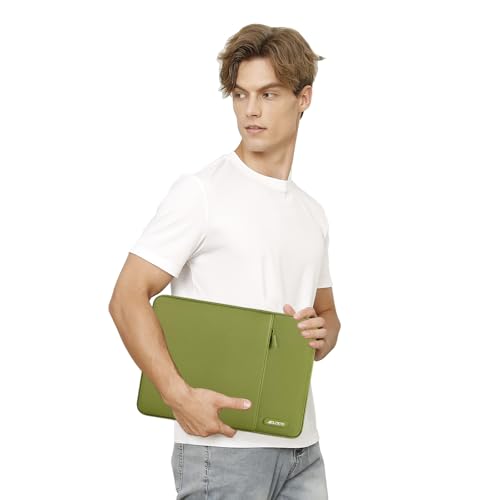 MOSISO Laptop Case 13.3 inch, 13-13.3 inch Laptop Sleeve Compatible with MacBook Air/Pro 13/Pro 14 M5 M4 M3 M2 M1, HP Dell ASUS Lenovo,Polyester Vertical Computer Sleeve Bag with Pocket, Chartreuse - color: Chartreuse, size: 13.3 inch