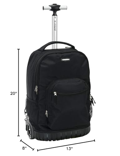 Rockland Single Handle Laptop Rolling Backpack, 19", Black - color: BLACK