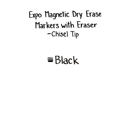 Expo Magnetic Dry Erase Markers with Eraser, Chisel Tip, Black, 4 Count
