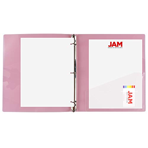 JAM PAPER Plastic 0.75 inch Binder - Pink 3 Ring Binder - Sold Individually - color: Pink, size: 0.75 inch