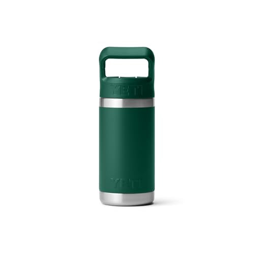 YETI Rambler Jr. 12 oz Kids Bottle, with Straw Cap - color: Black Forest Green