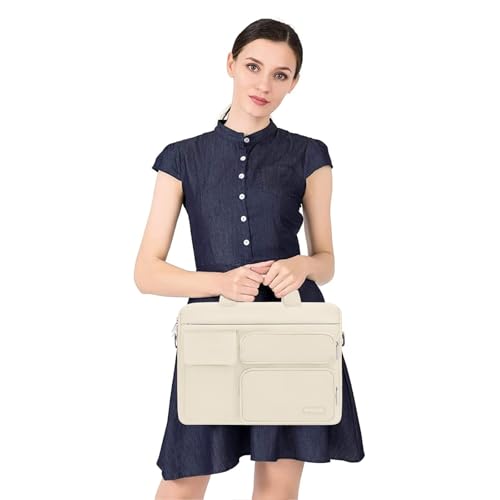 MOSISO Laptop Shoulder Bag 15.6 inch, 15-15.6 inch Computer Bag | Compatible with MacBook Pro 16 inch, HP, Dell, Lenovo with 2 Raised&1 Flapover&1 Horizontal Pocket&Handle&Belt, Sand - color: Sand, size: 16 inch