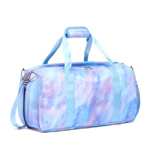 Jumpopack Dance Bag Girls Duffle Bags Teen Sports Gym Bags Weekender Sleepover Overnight Bag with Shoe Compartment and Wet Pocket - color: Purple Blue