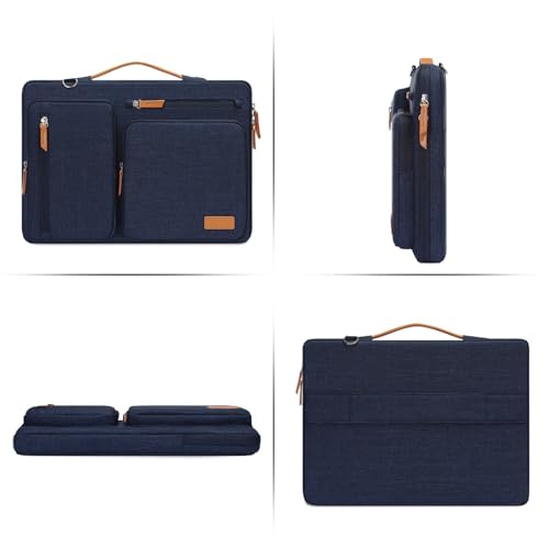 MOSISO 360 Protective Laptop Shoulder Bag,13-13.3 inch Computer Bag Compatible with MacBook Pro 14, HP, Dell, Lenovo, Asus Notebook,Side Open Messenger Bag with 4 Zipper Pockets&Handle, Navy Blue - color: Navy Blue, size: 13.3 inch
