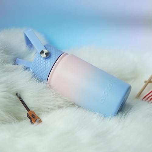 BJPKPK Insulated Water Bottle, 15oz Stainless Steel with Straw Lid | Leak Proof, BPA-Free, Vacuum Insulated, Keep Drink Cold & Hot, Metal Water Bottle for Travel, Gym, Office, Cupholder Friendly - color: Sunset Clouds, style: N-15oz-Color Lid