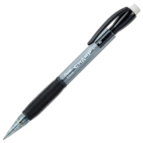 Pentel Champ Mechanical Pencil (0.7mm) Mechanical Pencil, Tinted Black Barrel, Box of 12 (AL17A) - color: Black, size: 1 Count (Pack of 12), style: 0.7 mm