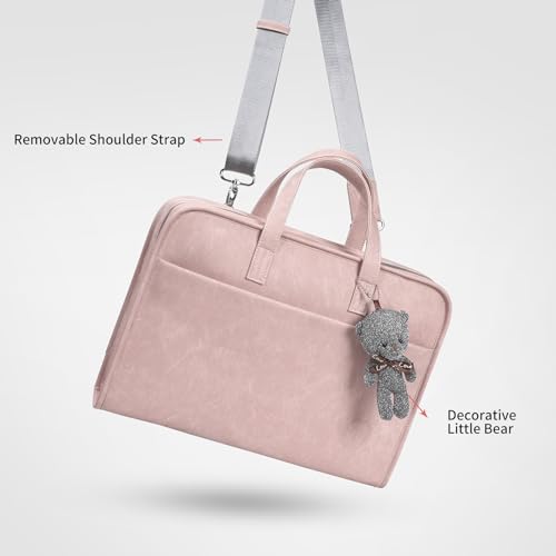 360° Protective Laptop Shoulder Bag Sleeve Case for 13-14.2 inch Notebooks, Compatible with 14 inch New MacBook Air Pro Max M4 M3 M2 M1, HP, Dell, Asus, Acer, with Airbags, Handle, Pink - color: Pink, size: 13-14.2