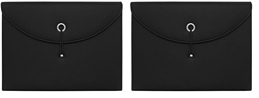 Filing Folders, Pocket Folders File Folders Letter Size Folders with Pockets Expanding File Folder Pocket Folder PU Leather 13 Pockets A4 Letter Size Document Organizer (Pack of 2) - size: 12.99" x 9.72" x 1.77" (Pack of 2)