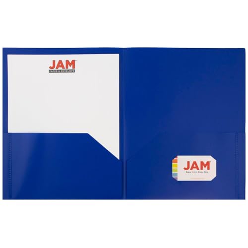 JAM PAPER Plastic 2 Pocket POP Folders - Durable School Folders - Blue - 12/Pack - color: Blue, size: 12 Per Pack