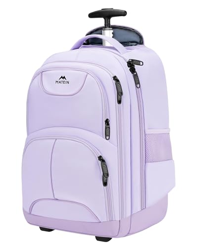 MATEIN Rolling Backpack for Women, 17 Inch Laptop Backpacks with Wheels | Backpack with Wheels, 17 inch Laptop Backpack, 36 L Main Compartment, Breathable Adjustable Straps, Rolling Travel Bag - color: Purple, size: 17-inch