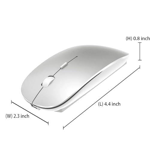 KLO Bluetooth Mouse for MacBook/Laptop/Notebook/pc/iPad/Chromebook, Wireless Mouse for MacBook Pro/AIR (Silver) - color: Silver