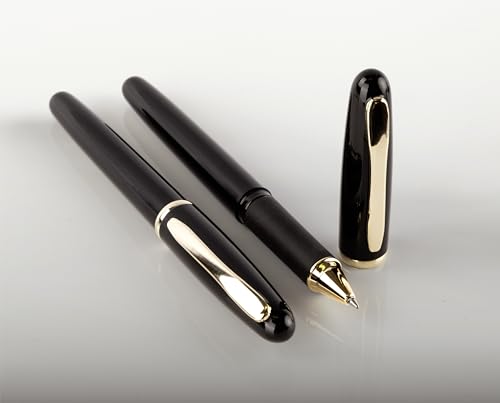 Better Office Products Executive Black Gel Pen, 2 Pack, Classic Business Pen with Removable Cap, Black 0.7mm Medium Point, Gold Accents, Individually Packed in Clear Acrylic Cases