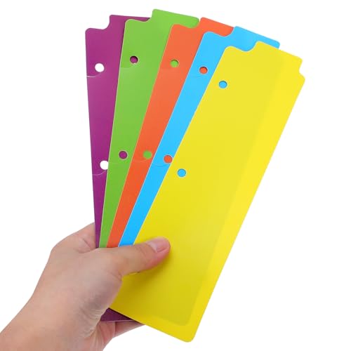 FAVOMOTO Binder Bookmark 5 Pack Notebook Tab Dividers Plastic Binder Tabs Dividers with Writable Tabs Removable Index Dividers for 3 Ring Planner Office School Organization