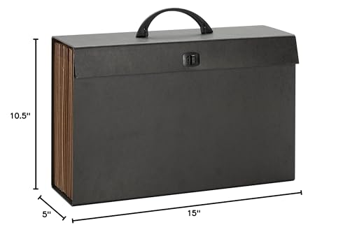 Smead A-Z and Subject Expanding File Box, 19 Pockets, Printed Alphabetic (A-Z)/Subject, Latch Closure, Legal Size, Black (70804) - color: Black, size: Legal