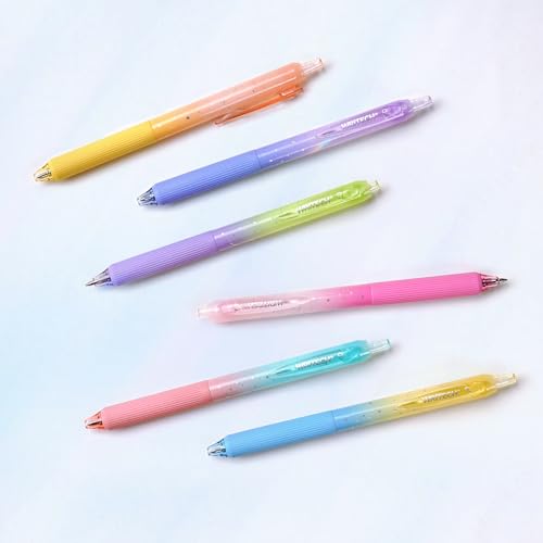 WRITECH Gel Pens Fine Point: Nebula Pen Set 0.7mm Black Ink Retractable 6ct Medium Point Smooth Writing with Aesthetic Gradient Color Barrel for Journaling Note Taking Silent Click No Smear - color: Multicolor1