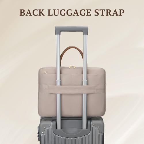 RAINYEAR 14 Inch/15.6 Inch Laptop Bag with Pockets & Handle for Women | Protective Waterproof Elegant Computer Large Capacity Shoulder Bag Case Compatible with MacBook Laptop Computer Notebook - color: Khaki, size: 13-14 Inch