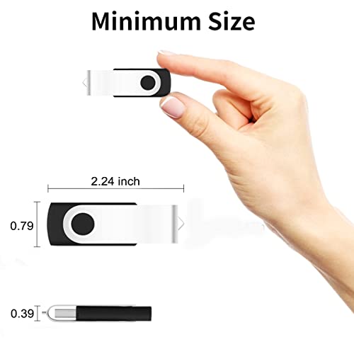 200 Packs of 128MB (Not 128GB) Flash Drives Bulk USB 2.0 Drive Pack (Black) | EASTBULL Swivel & Metal Thumb Drives Bulk 128MB USB with 200 Strings - size: 128MB, style: 200Pack