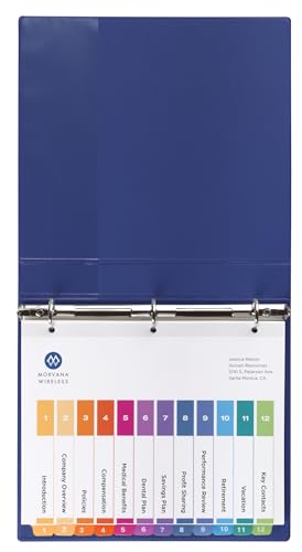 Avery 12 Tab Dividers for 3 Ring Binders, Customizable Table of Contents, Multicolor Tabs, 6 Sets (11196) - size: 12 tabs