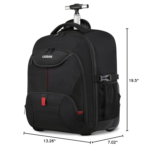 Rolling Backpack, Large Backpack with Wheels for Men Women Adults, 17inch Waterproof Wheeled Travel Laptop Backpack Carry on Luggage Bag Trolley Suitcase Business College School Computer Bookbag,Black - color: Black, size: 17 Inch