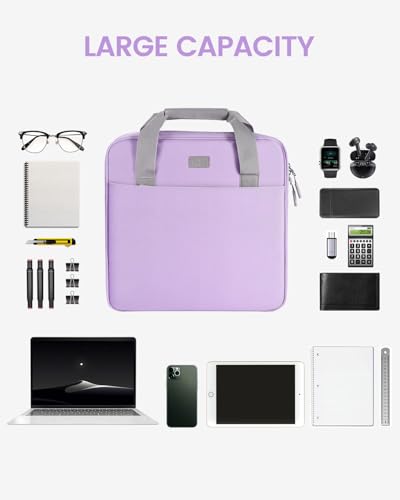 Realove 3 Inch 3 Ring Zipper Binder with Double Shoulder Strap & Handle - 3” D-Ring Binder with Zipper with Multi-Pocket (for 13” Laptop & Tablet and Smaller) for School-Purple(Pen not Included) - color: Light Purple