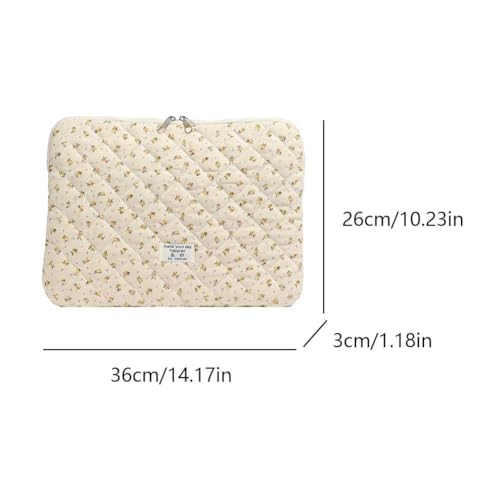 Cute Laptop Sleeve 13-15 inch Laptop Case Aesthetic Quilted Laptop Sleeve Computer Bag with Flower Printing for MacBook (Yellow, 13inch) - color: Yellow, size: 13inch