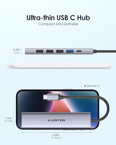 LENTION 6-in-1 USB C Hub, 4K@30Hz HDMI, 100W PD, 1 USB 3.0, 3 USB 2.0 | Ideal for Work & Study, Stable Driver 3.0 Certified, Compatible with macOS, iOS/iPadOS, Windows & ChromeOS (CH17, Space Gray) - color: Space Gray