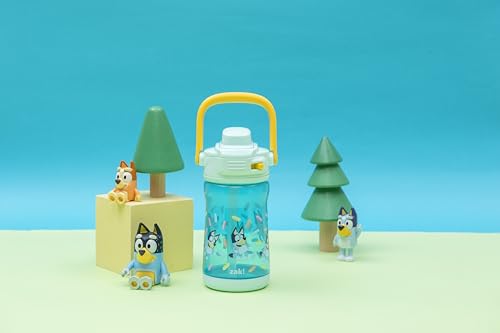 Zak Designs Bluey Beacon Kids Water Bottle for Travel or At Home, 12oz Plastic is Durable and Leak-Proof with Liquid Lock Spout, Cover, Carry Handle, Protective Base (Bluey) - color: Bluey