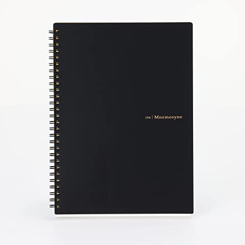 Maruman Mnemosyne Lined Notebook- B5, 7.17" x 10.12", 80 Sheets / 160 Pages, 7mm College Ruled Journal, Perforated Pages & Wire-Bound to Lay Flat, Black, Made in Japan - size: B5 (7.17" x 10.12")