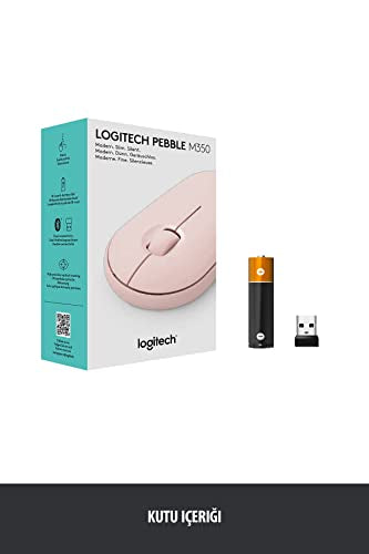 Logitech Pebble Wireless Mouse with Bluetooth or 2.4 GHz Receiver, Silent, Slim Computer Mouse with Quiet Clicks, for Laptop/Notebook/iPad/PC/Mac/Chromebook - Rose/Pink