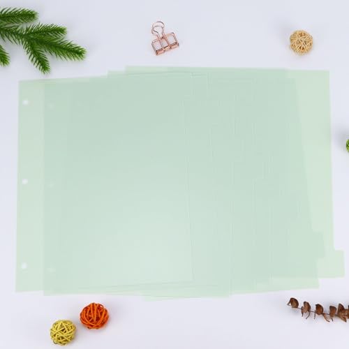 Buqoo 3 Ring Binder Dividers with 8 Tabs, Plastic Index Divider Pages -Light Green, Sturdy Binder Dividers for School, Office, Notebook, Journal & Planner (8.4"x10.9") - color: Bean Paste Green