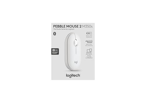 Logitech M350s Pebble 2 Bluetooth Wireless Mouse - Tonal White | Slim Bluetooth, Portable, Lightweight, Customizable Button, Quiet Clicks, Easy-Switch for Windows, macOS, iPadOS, Chrome OS - color: Tonal White