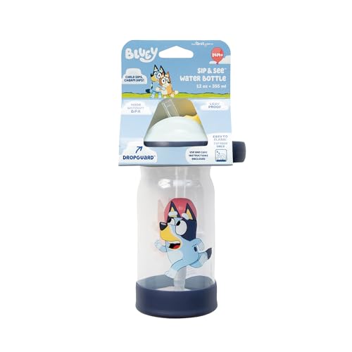 The First Years Bluey Sip & See Toddler Water Bottle - Includes Floating Charm - Toddler Cups with Straw - 12 Oz - Ages 24 Months and Up (Pack of 2) - size: 12 Ounces (Pack of 2)