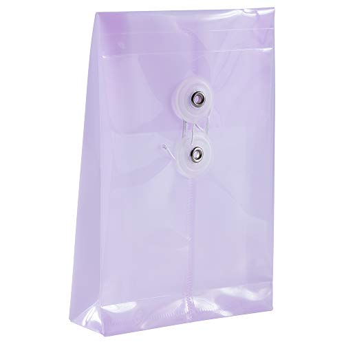 JAM PAPER Plastic Envelopes with Button & String Tie Closure - 4 1/4 x 6 1/4 - Lilac Purple - 12/Pack - color: Lilac Purple, size: 4 x 6