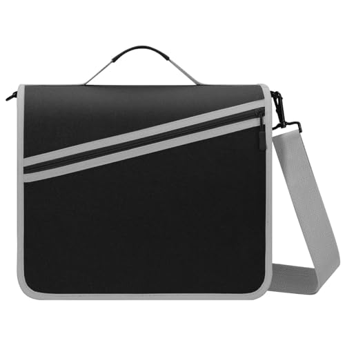 MoKo Zipper Binder with Strap, 3 Inch 3 O Ring, 600 Sheets, Black & Gray | Water-repellent Oxford fabric with 2 folders, removable file pockets, reinforced handle and adjustable shoulder strap. - color: Black & Gray