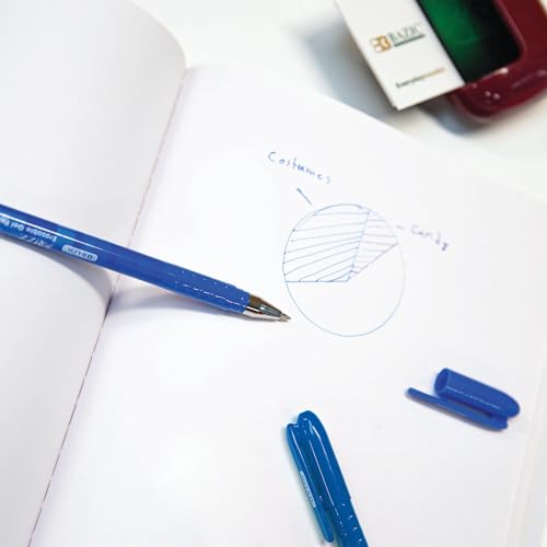 BAZIC PRODUCTS Frizz Blue Erasable Gel Pens, 0.7mm Medium, 2 Count | 0.7 mm medium, Rub-to-erase tip, no white-out, Pocket clip, school, notes