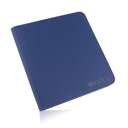 bindrz 12 Pocket Zipper Binder for 480 Sleeved Trading Cards - Side Loading Pockets Album - Archival Safe Material and Compatible with TCG MTG and Sports Collectibles (Blue) - color: Blue