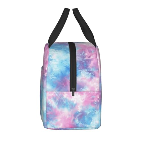 Pastel Blue Pink Tie Dye Lunch Box Insulated Meal Bag Lunch Bag Reusable Snack Bag Food Container For Boys Girls Men Women School Work Travel Picnic - color: pastel tie dye