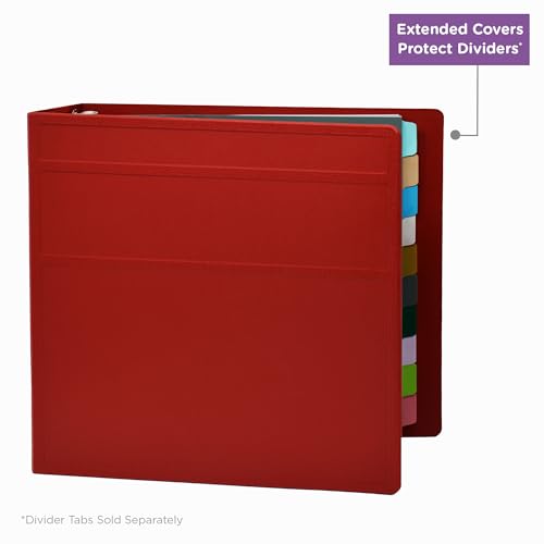 Carstens 4-Inch Heavy Duty 3-Ring Binder - Side Opening, Brick Red, Durable Plastic, No-Gap Rings, Waterproof Cover, No Pockets, Holds 600 US Letter Sheets, BPA-Free, Made in USA (1840-3R), Case of 10 - color: Red, size: Case of 10