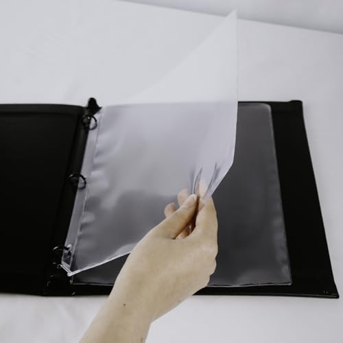 Risch Heavy-Duty 3-Hole Punched Clear Vinyl Page Protectors, Plastic Sleeves for Menu Binders, Letter-Sized Document Storage, and Recipe Books, 10-Gauge Vinyl, 8.5” X 11”, Pack of 50 - size: 8.5 X 11
