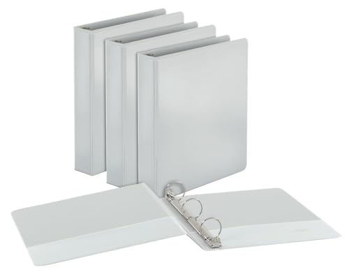 Cardinal 1.5 Inch 3 Ring Binder, Round Ring, White, 4 Pack, Holds 350 Sheets (79517) - size: 1.5-Inch