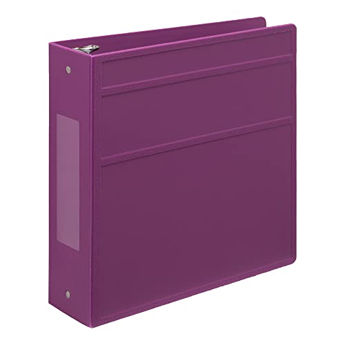 Carstens 3-Inch Heavy Duty 3-Ring Binder - Side Opening, Dewberry Purple, Durable Plastic, Precision No-Gap Rings, Waterproof Cover, No Pockets, Holds 400 Letter Sheets, BPA-Free Made in USA (1707-3R) - color: Purple, size: Individual