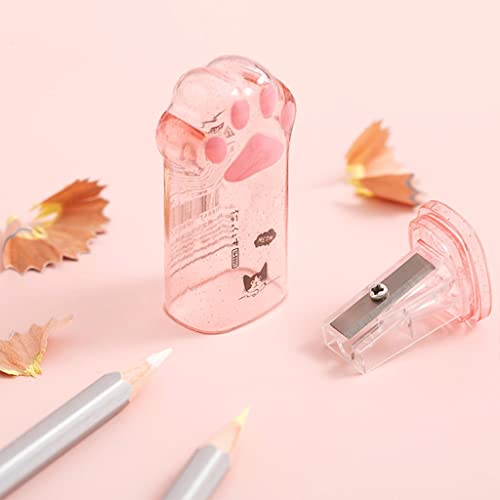 Pink Cute Cat Paw Pencil Sharpener Kawaii School Supplies Student Prize Kids Gift Kawaii Pencil Sharpener Cat Schools Supplies for Girls Cat Lovers Office School Home Writing and Correction Supplies
