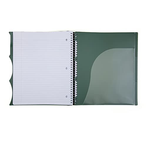 Mintra Office Durable PREMIUM Spiral Notebook (Green Olive, 3 Subject (8.5in x 11in)) - color: Green Olive, size: 3 Subject (8.5in x 11in)
