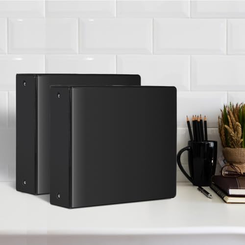 3 Ring Binder 2 Inch, ViVin Sturdy 2"-Round Ring Binder with 2 Interior Pockets, Clear View Cover, PVC-Free, Fits 400 Sheets of 8.5'' x 11'' Paper, Office Home School (6 Pack, Black) - color: Black, size: 2 Inch, style: 6 Pack