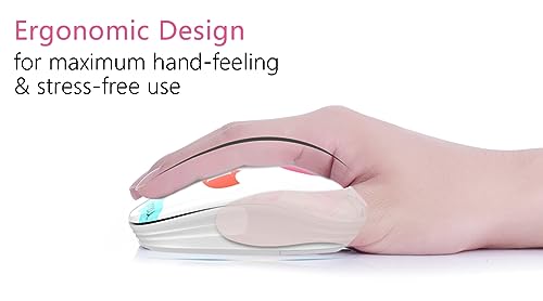 JUHOO Wireless Mouse with Nano Receiver for PC, Laptop, Notebook, Computer, MacBook, Less Noise, Portable Mobile Optical Mice - style: Pink Elephant